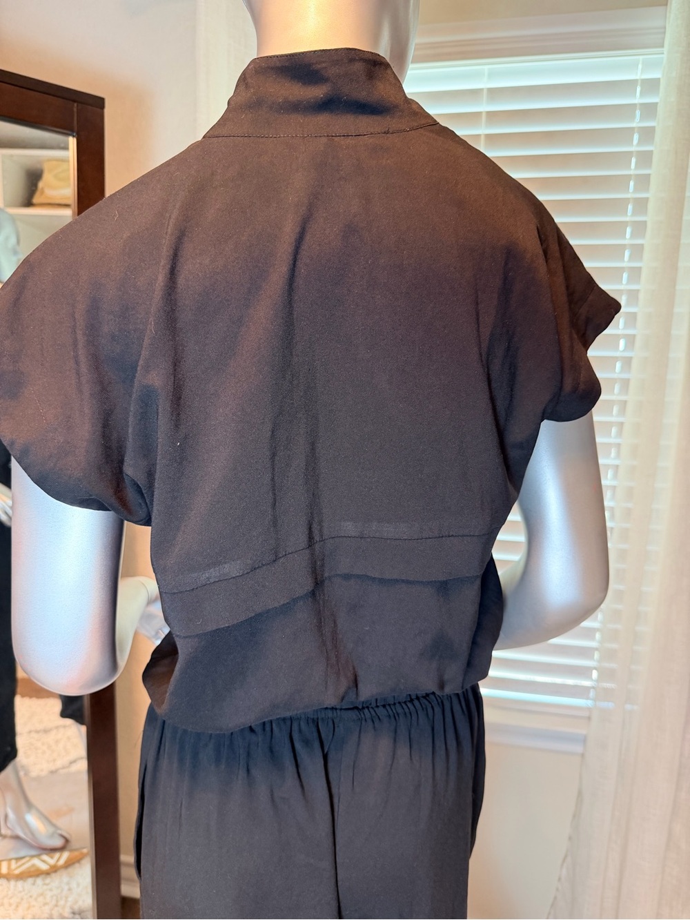 BCBGeneration BCBG Black Utility Jumpsuit Medium Cap Sleeve Cinched Waist Travel - Picture 10 of 13